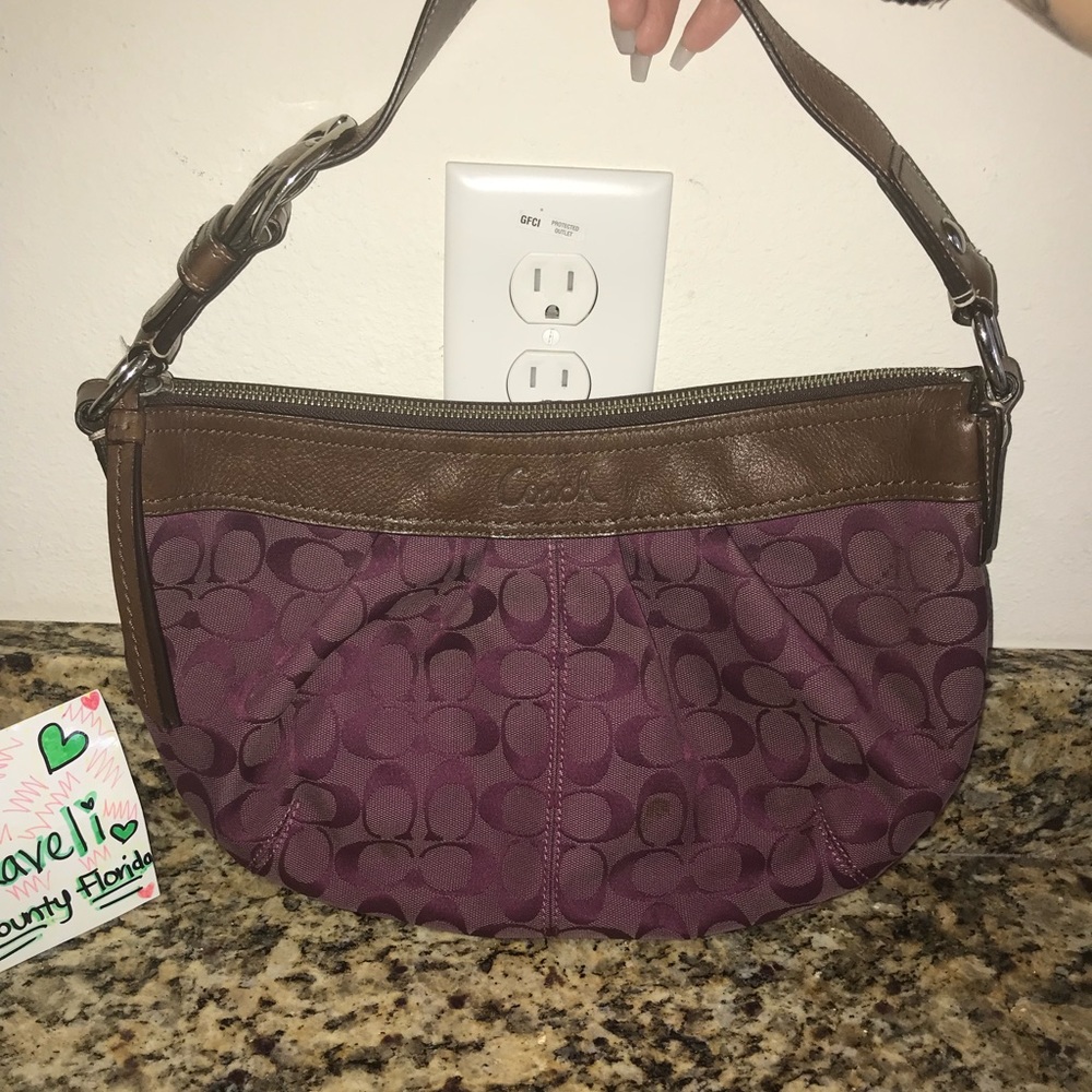 Coach Purple Jacquard Hobo Bag